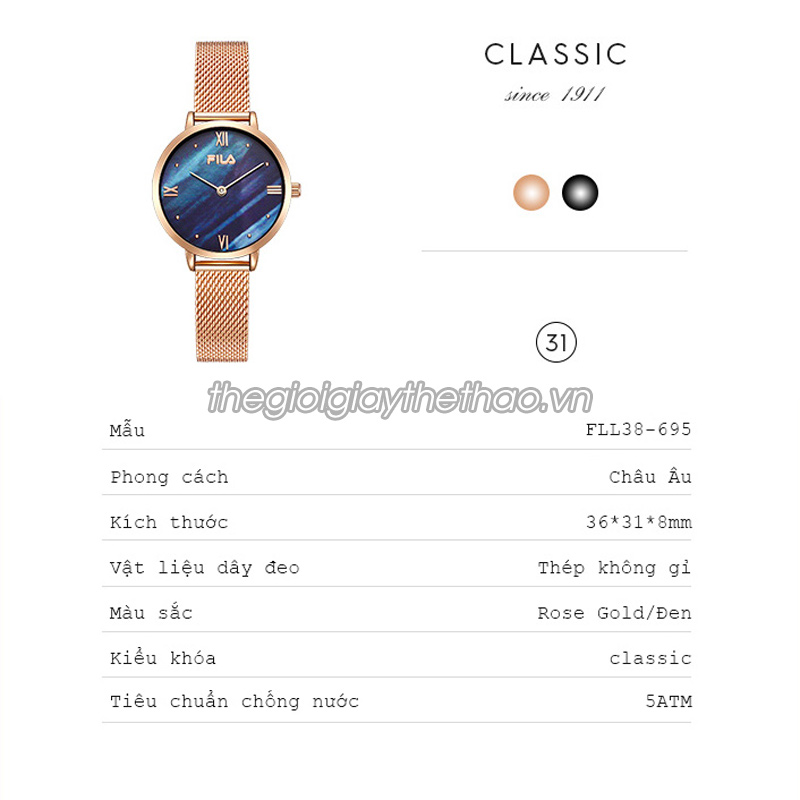 Đồng hồ nữ Fila Classic 695 7