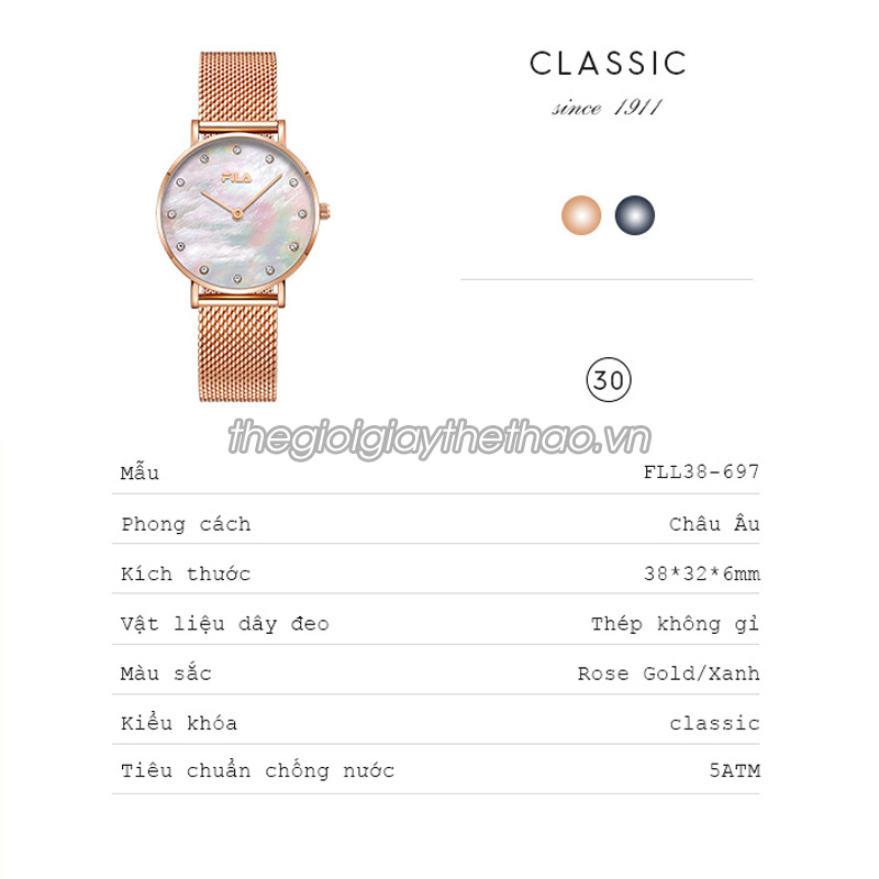 Đồng hồ nữ mặt ngọc trai Fila Classic  697 6