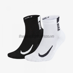 Tất cao cổ Nike Multiplier Ankle Socks SX7556 906 (2 đôi-2 màu đen và trắng) 